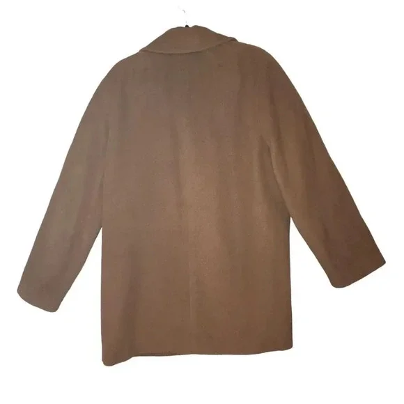 Marisa Minicucci Womens Brown Baby Alpaca Wool Long Sleeve Collared Coat Size 16 - Picture 2 of 12